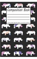 Composition Book: Rhino Pattern Notebook with College Ruled Pages for Animal Lovers (Exercise Book, Journal)