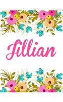 Jillian: Personalised Name Notebook/Journal Gift For Women & Girls 100 Pages (White Floral Design)