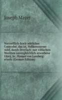 Vortrefflich-hoch-adeliches Controfee, das ist, Vollkommener Adel, durch Dreyfach- mit villfachen Meritten unvergleichlich erworbene Glory, in . Hauses von Lamberg: etwelc (German Edition)