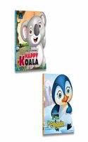 Animal Shaped Story Board Book - Happy Koala, A Wise Penguin - Set of 2 Story Books For Kids