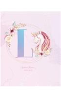 Academic Planner 2019-2020: Unicorn Pink Purple Gradient Monogram Letter L with Flowers Cute Academic Planner July 2019 - June 2020 for Students, Girls and Teens (School and Co