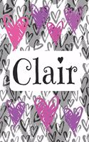 Clair: Personalized Name Journal with Blank Lined Paper