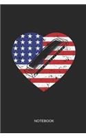 Notebook: Blank Lined Journal 6x9 - Harmonica USA Flag Mouth Organ Music Instrument Gift for Musicians