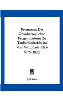 Programm Des Grossherzoglichen Progymnasiums Zu Tauberbischofsheim Vom Schulharh 1875-1876 (1876)