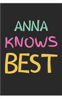 Anna Knows Best: Lined Journal, 120 Pages, 6 x 9, Anna Personalized Name Notebook Gift Idea, Black Matte Finish (Anna Knows Best Journal)