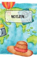 Notizen: Liniertes Reisetagebuch Notizbuch oder Reise Notizheft liniert - Reisen Journal für Männer und Frauen mit Linien