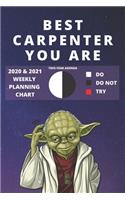 2020 & 2021 Two-Year Weekly Planner For Best Carpenter Gift - Funny Yoda Quote Appointment Book - Two Year Joiner Agenda Notebook: Star Wars Fan Daily Logbook - Month Calendar: 2 Years of Monthly Plans - Personal Day Log For Carpentry Career Goals