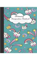 Primary Composition Notebook: Cute Caticorn Primary Composition Notebook for Grades K-2 & K-3 School Exercise Book with Dashed Midline and Picture Space Story Paper Journal Catic