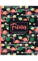 Fiona: Personalized Black XL Journal with Gold Lettering, Girl Names/Initials 8.5x11, Journal Notebook with 110 Inspirational Quotes, Journals to Write in 