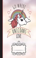 Go Where Unicorns Live Composition Notebook