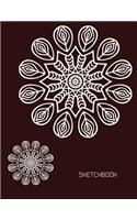 Sketchbook: Flower Mandala On Brown Cover Blank pages, Extra large (8.5 x 11) inches, 110 pages, White paper, Sketch, Draw and Paint(5 Mandala Sketchbook Cover4)