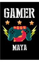 Gamer Maya: Liniertes Notizbuch für deinen Vornamen