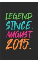 Legend Since August 2015: Blank Lined Notebook - Journal 4th Birthday for Woman and Men