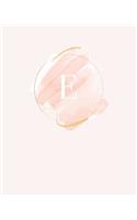 E: 110 Dot-Grid Pages - Light Pink Monogram Journal and Notebook with a Simple Modern Watercolor Emblem - Personalized Initial Letter Journal - Monogra