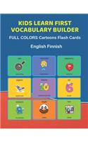 Kids Learn First Vocabulary Builder FULL COLORS Cartoons Flash Cards English Finnish