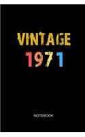 Vintage 1971 Notebook: Blank Lined Journal 6x9 - Happy Birthday 48th Anniversary 48 Years Old Party Gift Idea