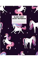 Blank Sheet Music Notebook: Cute Unicorn Matte Cover Design with 110 Pages White Paper Interior for Musician Students and Professionals Playing Piano, Ukelele, Mandolin and oth