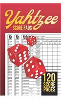 Yahtzee Score Sheets: 120 Yahtzee Score Sheet, Game Record Score Keeper Book, Dice Board Game - YAHTZEE SCORE SHEETS - Yatzee Score Pads - Yahtzee score book