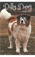 Dilly Dawg Notebook: Lined Journal Pages With Black and White Photos of Blind Senior Rescue Dog Dilly