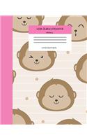 Wide Ruled Monkey Notebook Composition Book: Cute Workbook Journal for Kids. 8" x 10" 120 Pages. Monkey Baby Face