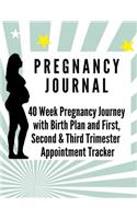 Pregnancy Journal: 40 Week Pregnancy Journey with Birth Plan First Second and Third Trimester Appointment Tracker Baby Shower Memories - Great Pregnancy Gift