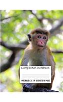 Composition Notebook: Wide Ruled Monkey Water Cute Composition Notebook, Girl Boy School Notebook, College Notebooks, Composition Book, 8.5 x 11