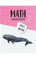 Math Graph Paper Notebook: Blank Graph Note Book Pages - Gray Whale Pink Equations(153 4x4 Graph Composition Notebook for Kids)