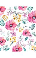 Weekly To-Do List: Undated Daily Task Planner, Flora Water Color Painting, 8x10 Blank Planner for Girls & Women