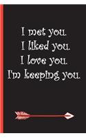 I Met You. I Liked You. I Love You. I'm Keeping You.