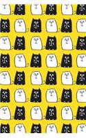 Bullet Journal Notebook for Cat Lovers Black and White Cats in a Row 6: 112 Page Numbered Graph Style Grid Bullet Journal with Index Pages and Key Pages in Portable 6 X 9 Size.