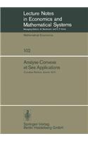 Analyse Convexe Et Ses Applications: Comptes Rendus, Janvier 1974