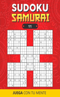 Sudoku Samurai 11: Collection de 100 Sudokus Samouraï pour Adultes Facile et Difficile Idéal pour augmenter la mémoire et la logique 1 Grille par page Avec solutions(11 Sudoku Samouraï)