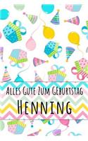 Alles Gute zum Geburtstag Henning: Kariertes Notizbuch mit 5x5 Karomuster für deinen personalisierten Vornamen