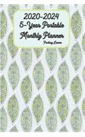 2020 - 2024 5-Year Portable Monthly Planner Fantasy Leaves 6x9