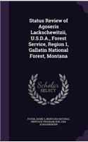 Status Review of Agoseris Lackschewitzii, U.S.D.A., Forest Service, Region 1, Gallatin National Forest, Montana