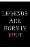 Legends Are Born In 2001 Notebook: Lined Notebook/Journal Gift 120 Pages, 6x9 Soft Cover, Matte Finish