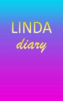 Linda: Journal Diary - Personalized First Name Personal Writing - Letter L Blue Purple Pink Gold Effect Cover - Daily Diaries for Journalists & Writers - J
