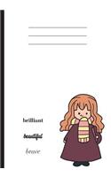 Composition Notebook: Hermione Brilliant Beautiful Brave, School Workbook or Spell Book, College Rule Lined Paper, 200 pages, 7x10in