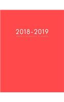 2018-2019 Weekly Academic Planner: Daily Student Planner Yearly and Monthly Schedule Agenda (August 2018 - July 2019) Plain Red Background