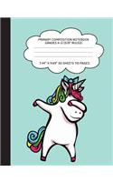 Primary Composition Notebook Grades K-2 (5/8" Ruled): Dabbing Unicorn Journal & Doodle Diary - 112 Pages of Blank & Lined Paper for Writing and Drawing