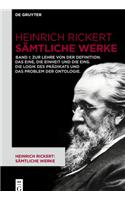 Zur Lehre Von Der Definition. Das Eine, Die Einheit Und Die Eins. Die Logik Des Prädikats Und Das Problem Der Ontologie