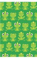 Frog Notebook: Pretty Green Frog Notebook to Write In - Cute Blank Lined Yellow Crown Frog Journal for Taking Notes - Beautiful Diary with Artsy Polka Dot Pattern