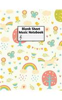 Blank Sheet Music Notebook: Easy Blank Staff Manuscript Book Large 8.5 X 11 Inches Musician Paper Wide 12 Staves Per Page for Piano, Flute, Violin, Guitar, Trumpet, Drums, Cell