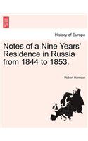 Notes of a Nine Years' Residence in Russia from 1844 to 1853.