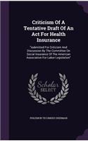 Criticism Of A Tentative Draft Of An Act For Health Insurance