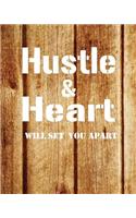 Hustle and Heart, Quote Inspiration Notebook, Dream Journal Diary, Dot Grid - Blank No lined -Graph Paper, 8