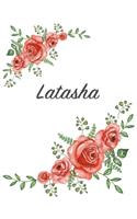 Latasha: Personalized Composition Notebook - Vintage Floral Pattern (Red Rose Blooms). College Ruled (Lined) Journal for School Notes, Diary, Journaling. Flo