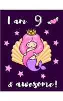 I am 9 & awesome!: My Sticker Book to put stickers in, Blank Permanent Sticker Album for Collecting, Writing Memories, Drawing - Fun Activity Book Gift For Girls - Cut