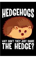 Hedgehogs Why Don't They Just Share The Hedge?: Hedgehogs, Why Don't They Just Share The Hedge? Funny Pun Blank Composition Notebook for Journaling & Writing (120 Lined Pages, 6" x 9")