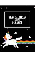 Year Calendar 2021 Planner: LGBT Unicorn, Yearly Calendar Book 2021, Weekly/Monthly/Yearly Calendar Journal, Large 8.5" x 11" 365 Daily journal Planner, 12 Months Calendar, sch
